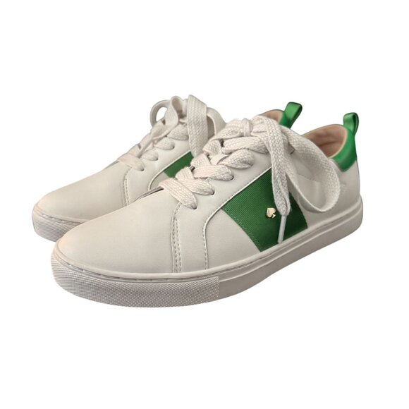 Kate Spade New York Adorn Lace Up White/Green Women's Sneakers, Size 7.5 B NWOB